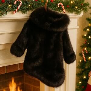 The Luxe Stocking That Sleighed Christmas Carousel by Guy Fau Mink Coat Stocking